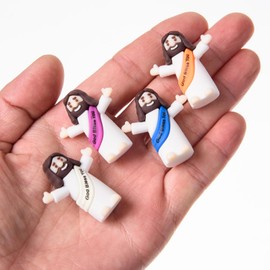 ARCHCRTC 100 Pcs Mini God Bless You Jesus Figures Tiny Jesus Figurine Little Religious Christ Savior Doll to Hide and Seek for Sunday Easter Egg Stuffers Gift (100, Purple)