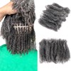 HAPPY&CC 4C Grey Afro Kinky Bulk Human Hair for Mini