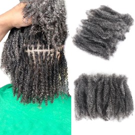 HAPPY&CC 4C Grey Afro Kinky Bulk Human Hair for Mini Micro Locs Braids Twist Braiding Dreadlock Hair Extensions Salt and Pepper 10 Inch 50 Gram