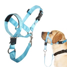 BARKLESS Dog Head Collar, No Pull Head Halter for Dogs, Adjustable, Padded Headcollar with Training Guide - Stops Pulling and Choking on Walks (XXL(Snout: 8.7"-13.3"), Light Blue)