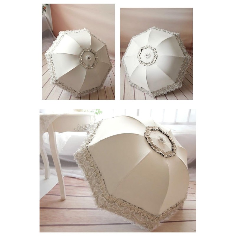 Lace Sun Parasol Wedding Princess Lolita Umbrella (Flower Printed Lining)
