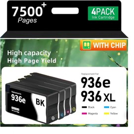 936e 936XL Ink Cartridges Combo Pack with Chip High Yield Replacement for HP 936e 936XL Ink Cartridge Work for OfficeJet Pro 9120e 9125e 9135e 9110b 9130b 9128e 9130b 9122e Wide Format 9730e (4PACK)