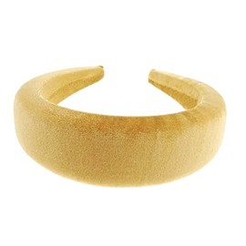 Womens Puffy Occasion Wedding Bridal Party Birthday Christmas Evening Wide 4cm Thick High Bump Padded Velvet Velour Hair Hairband Accessories Headband Alice Band (Camel Brown)