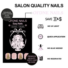 Christmas Press on Nails Short Square OFDNE White Fake Nails False Nails with Designs Cute Christmas Tree Full Cover Glossy Glue on Nails Acrylic Nails for Women Girls 24 Pcs