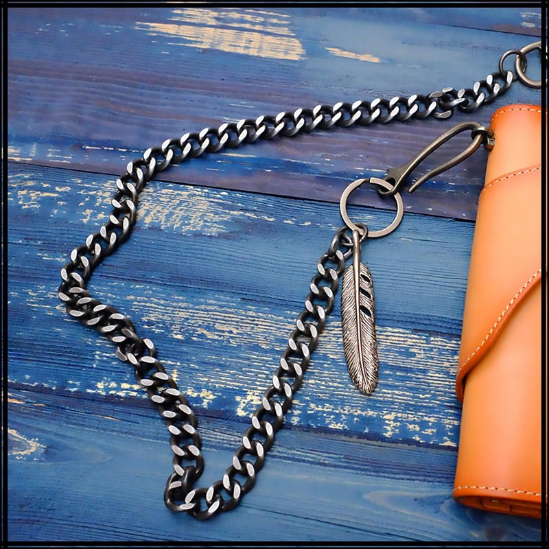 White Fang AZ177 Men's Retro Antique Feather Wallet Chain Fall
