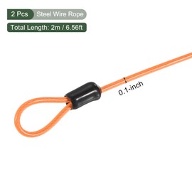 YOKIVE 2 Pcs Security Steel Cables, Coated Baggage Lock Wire Rope with Double Loop | Great for Luggage, Bicycles, Doors (Orange, 2.5mmx2m)