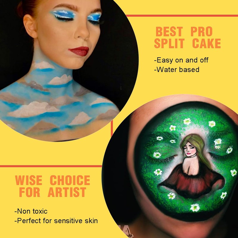 Bowitzki 10g Split Cake Face Paint Professional For Kids Adults