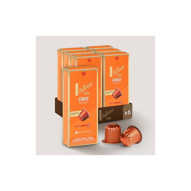 Vittoria Coffee 100% Arabica Oro Nespresso Compatible Aluminium Capsules 52g
