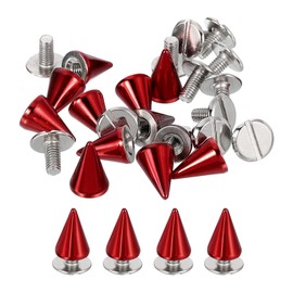 sourcing map 16 Sets Spikes and Studs Kit, 7mm Cone Spikes Punk Rock Rivets Screw Back Studs Screw Rapid Rivet Screws for DIY Leather Craft Belt Bags Shoes Accessories, Red
