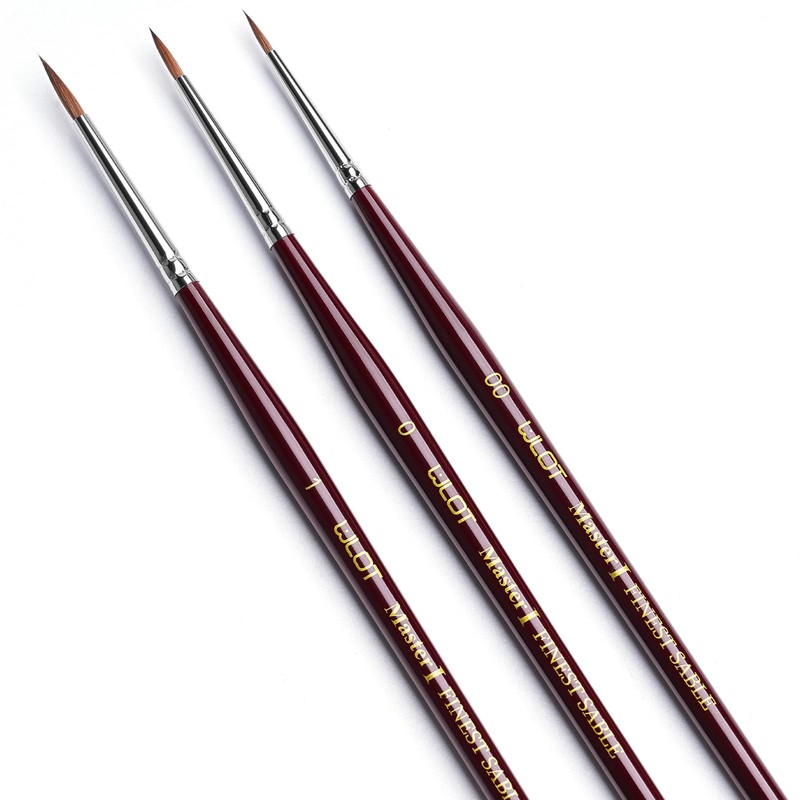 Kolinsky Sable Fine Detail Paint Brushes - 3pcs Detail Paint