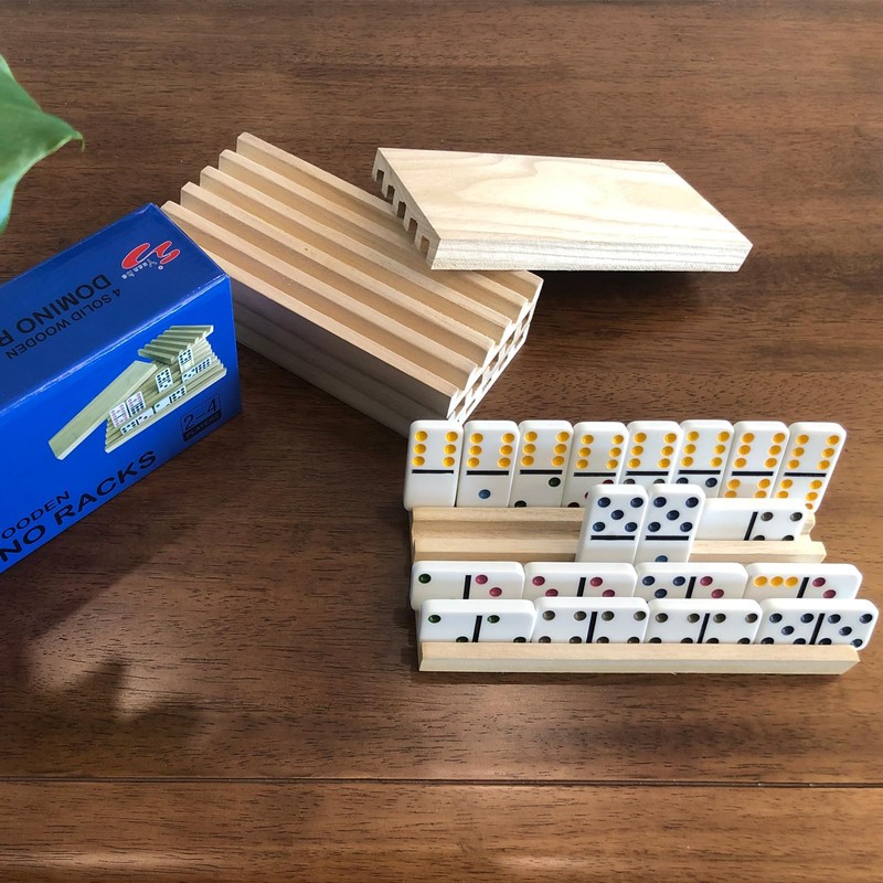 Yuanhe Domino Holder Trays Rack - Set of 4 Wooden