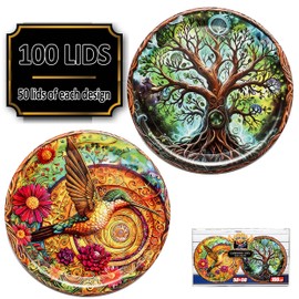Supa Ant Wide Mouth Canning Lids (100pcs) Decorative Tin Canning Lids Wide Mouth (Wood Frame) Buckle Proof and Rust Proof - Perfect Fit Can Lid for Mason Jars Canning Supplies