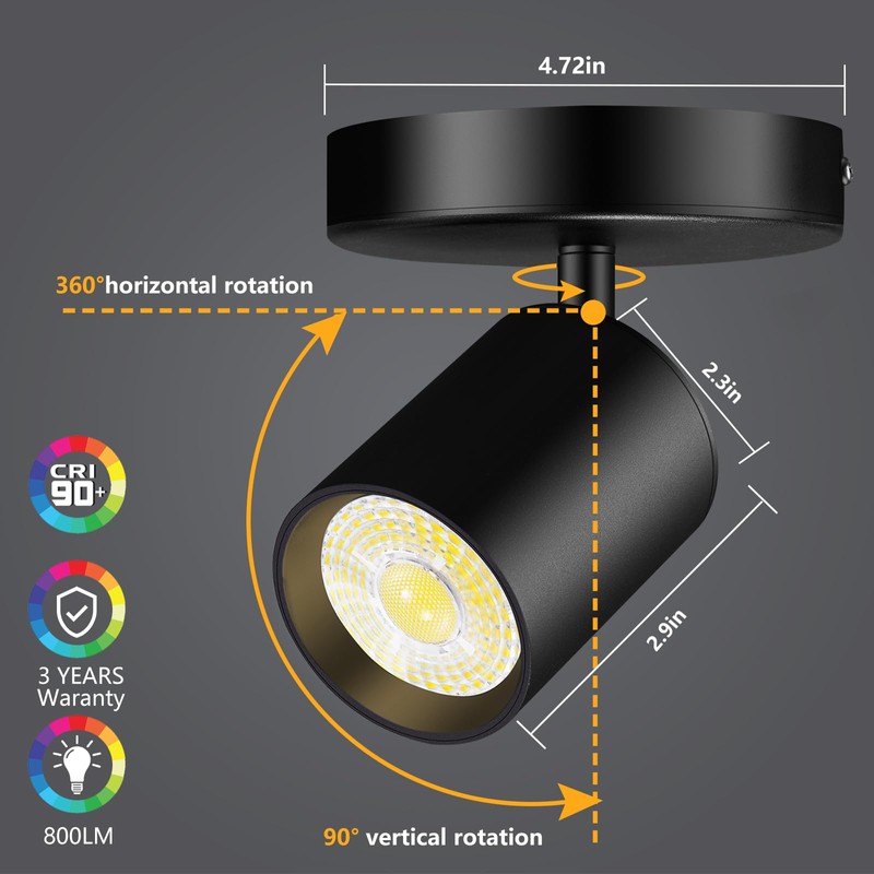 VANoopee Flush Mount LED Ceiling Spotlight Dimmable Adjustable Spotlight Directional