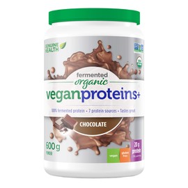 toGenuine Health Fermented Organic Vegan Proteins+, Vanilla, 20 servings, 20g protein powder per serving from 7 plant-based, Easy to digest & absorb, Unflavoured, Gluten-Free, Non-GMO, 600g tub