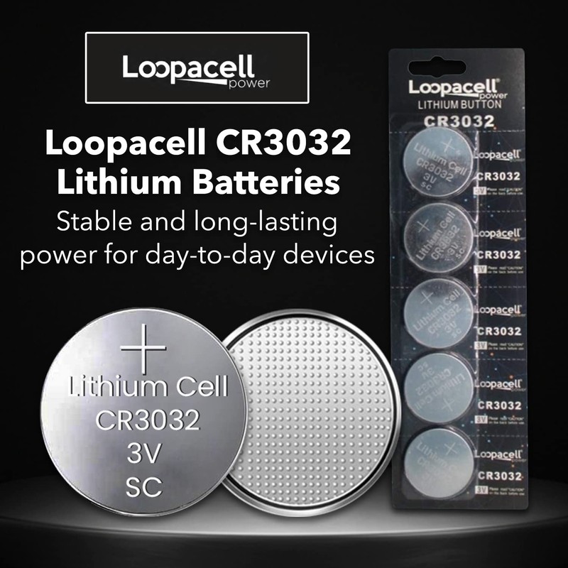LOOPACELL CR3032 Battery - 3V Lithium Button Cell Coin Batteries