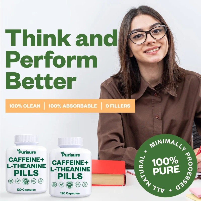 Purisure Cápsulas Cafeína 100mg + Teanina 200mg 120 Tabletas