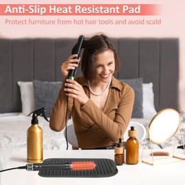 Quccefods Heat Resistant Mat Large Silicone Hot Hair Tools Holder for Curling Irons Flat Iron Hair Straightener Mat Portable Vanity Pad Accessories/Organizer