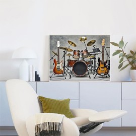 IPISSOI Diamond Dots Painting Drum Kit Rock Instrument 5D Diamond Art DIY Kits Full Round Drill Beads Gem by Number Mosaic Arts and Crafts for Living Room Home Wall Decor 12x16 inch
