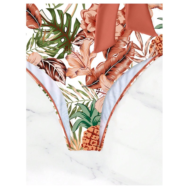 WDIRARA - Traje de baño monokini con tirantes delgados para
