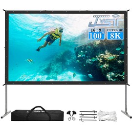 Projector Screen Indoor,JWSIT 100 inch Outdoor Movie Screen-Upgraded 3 Layers PVC 16:9 Outdoor Projector Screen,Portable Video Projection Screen with Carrying Bag for Home Theater Backyard