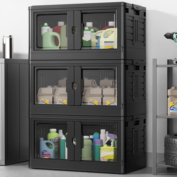BROVIEW 345Qt Portable Stackable Storage Bins with 3 Lids &