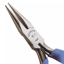 Excelta Chain Nose Pliers Long Narrow with Smooth Jaws 4 3/4", Cushion Grip