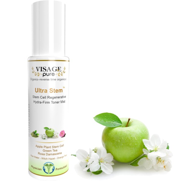 Visage Pure Ultra Stem Regenerative Anti-Aging Toner - Extra Strength Highest Concentration Stem Cell Toner. Tightens The Skin and Minimizes Pores - Organic - Physician Formulated -Research Supported
