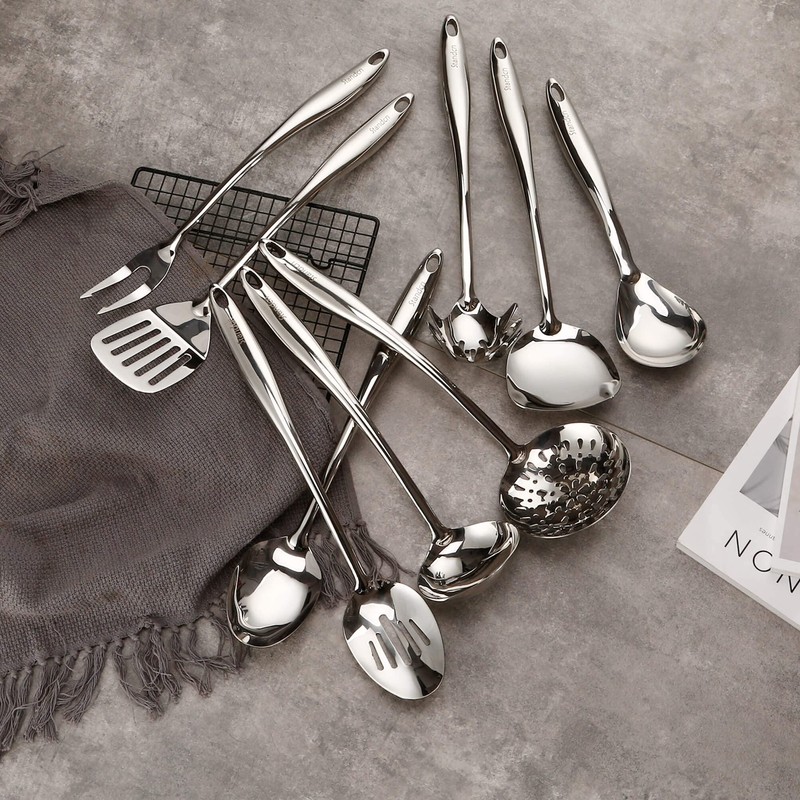 304 Stainless Steel Kitchen Utensil Set - 9 PCS Serving