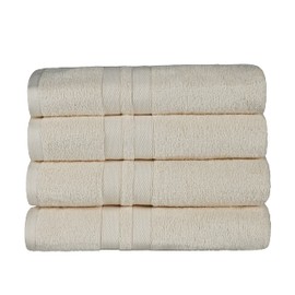 Superior Ultra-Soft 4-Piece Cotton Bath Towel Set, Home Essentials Includes 4 Bath Towels, Absorbent Towels for Daily Use, Guest/Master Bathroom Decor, Shower Basics, Quick Dry - Ivory