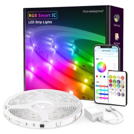 DAYBETTER 100ft RGB Smart IC LED Strip Lights, LED Lights for Bedroom, DIY Multiple Colors on One Line, App Control Color Changing Strip Lighting Music Sync Home Decor(1 Roll)
