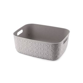 CURVER Softex 12.5 Litre Storage Basket, Elegant Design, Lightweight, Stackable and Practical, 100% Recycled, 37 x 29 x 14 cm, Taupe