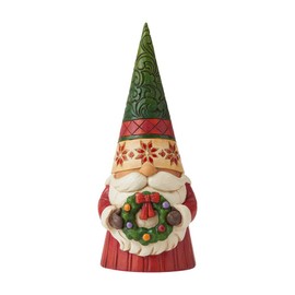 Enesco Jim Shore Heartwood Creek Christmas Gnome Holding Wreath Figurine, 7.09 Inch, Multicolor