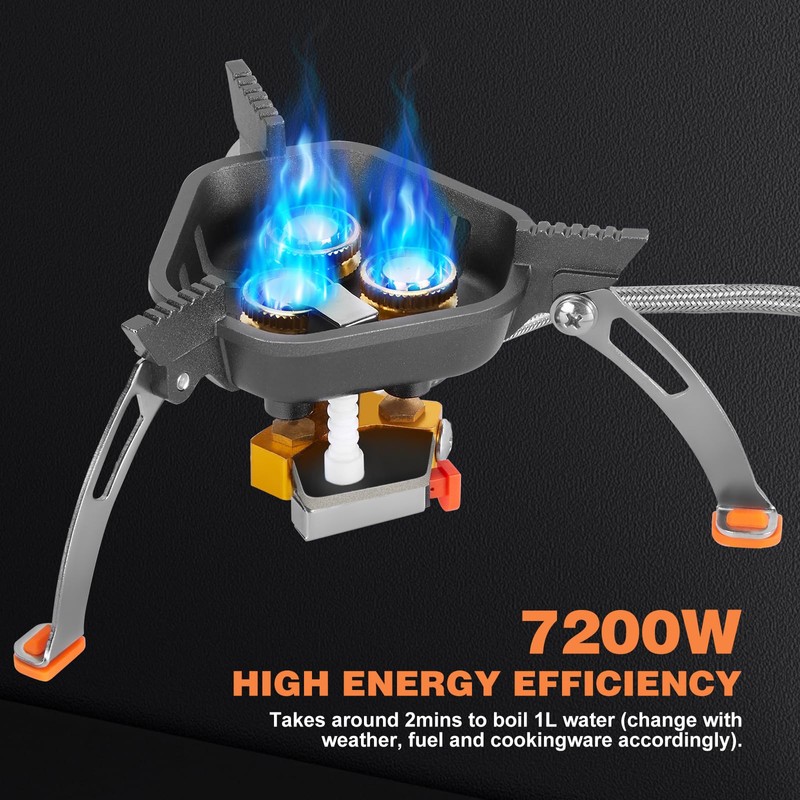 WADEO 3900W Windproof Camping Gas Stove, Portable Backpacking Stove with  Piezo Ignition, 1LB Propane Tank Adapter, Butane Adapter for Outdoor  Camping