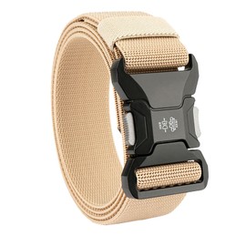 QAZSE Stretch Tactical Belts for Men Military Work Rigger Hiking 1.5" Wide Elastic Web Quick Release Belt Khaki 49"