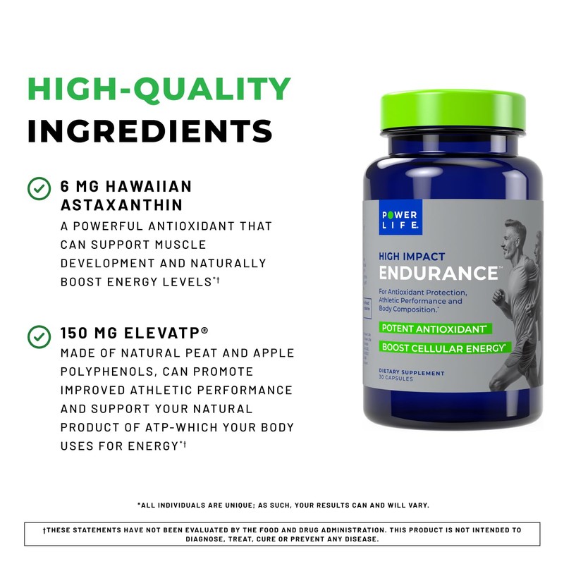 POWERLIFE High Impact Endurance Astaxanthin and ElevATP Athletic Performance Support