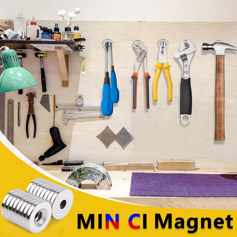 MIN CI 8 Pack Neodymium Magnet, 18x3mm Strong Magnets Hole