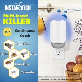 Flying Insect Trap for Indoors - Bug Catcher for Home, Plug-in Fly Bug Zapper with Effective Blue Light to Fruit Flies, Moths, Gnats, Mosquitoes,House Flies(1 Device+5 Refills)