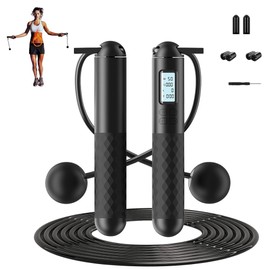 Cordless Skipping Ropes With Counter, Ropeless Skipping Rope, Wireless Weighted Gravities Ball Jump Rope For Adults Fitness,Smart Digital Jump Rope Without Rope, For Women Men Home Workout (Black)