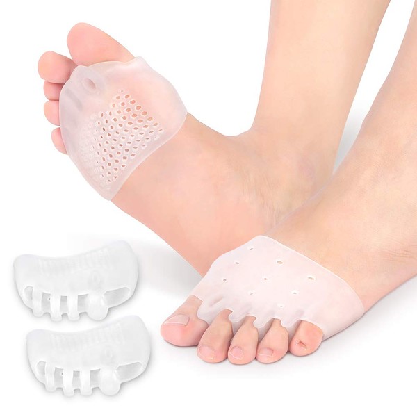 Ball Pad Gel, Metatarsal Pad Forefoot Pad Foot Pads, Hallux Valgus Toe Separator Hammer Toe Separator with Forefoot Pad to Prevent Friction Calluses, Relief from Metatarsal Pain
