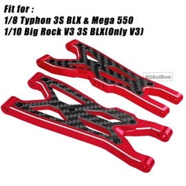 RCHuiWow RC Suspension Arms Upgrades Part for 1/8 Typhon 3S BLX,Typhon Mega 550,1/10 BigRock V3 3S BLX(Only V3),Alloy Aluminium Front Rear A Arms Hops Up,4pcs,Red