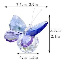 H&D HYALINE & DORA Blue and Purple Glass Butterfly with Ball Base, Decorative Paperweight Ornament Crystal Figurine for living room,Souvenir Birthday Gifts Home Decor