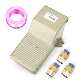 TAILONZ PNEUMATIC 1/4 Inch BSP Pneumatic Foot Pedal Valve Kit, 5-Way, 2 Positions with Thread and Non-Slip Rubber Pressure Regulator 4F210-08L (with Lock) with 6 mm Pneumatic Connections