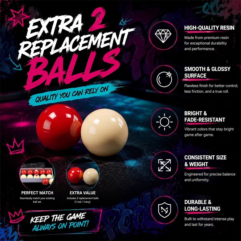 Arrowbash Resin Bumper Pool Balls Set - 10 Regulation Size