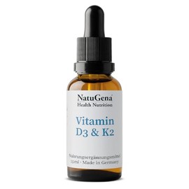 NatuGena Vitamin D3 & K2, Vitamin D & Vitamin K2 (MK-7, all-trans), per drop 1000 IU and 20 μg Vitamin K2 (MK-7 all-trans), highest bioavailability, 15 ml / 525 drops