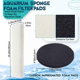 Pushglossy 12 Pcs Fluval Fx6 Filter Replacement Aquarium Sponge Foam Filter Pads and Carbon Impregnated Filter Foam Pads Aquarium Filter Accessories Compatible with Fluval Fx4/ Fx5/ Fx6