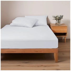 Super Soft Small Double Fitted Sheet Polycotton Bedding White Plain Dyed Anti Wrinkle Plain 4Ft Bedsheet