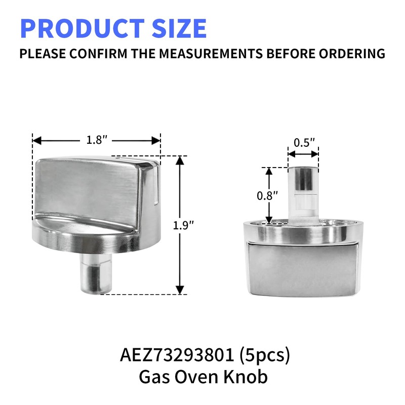 5 Pack AEZ73293801 Burner Control Stove Knobs Replacements Compatible with