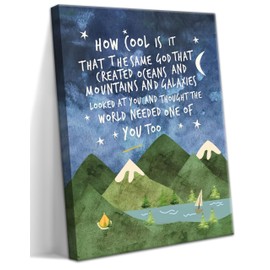 Same God Creation Canvas Wall Art – Framed Nursery Mountain Wall Decor, Inspirational Canvas Prints, Baptism, Adoption, First Communion Gifts for Boys and Girls – 12x16in