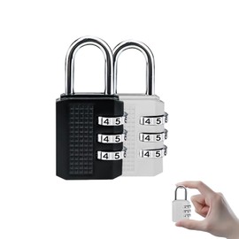 Zahlenschloss Vorhängeschloss Set – 2 Stück (Schwarz & Silber), Vorhängeschloss mit Zahlencode aus Zinklegierung – Leicht, Robust, Diebstahlschutz für Spind, Reise, Schule, Fitnessstudio