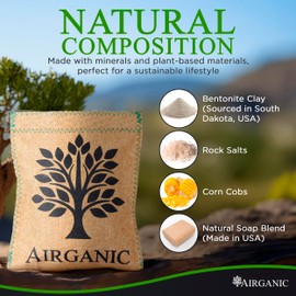 Airganic Safe Car Closet Gun Safe Dehumidifier, Plant & Mineral-Powered Blend - Moisture Absorbers - Natural Mini Dehumidifier Small for Home, Bathroom, RV - Kid and Pet Friendly (2-Pack)